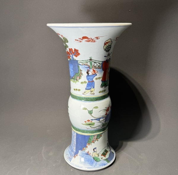 古玩陶瓷【精品】清光緒·青花五彩高士故事圖花觚拍賣，當(dāng)前價格43000元