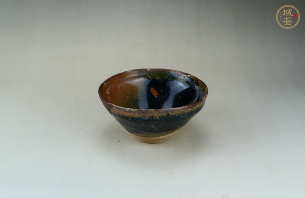 古玩陶瓷建窯柿紅釉絲毫盞真品鑒賞圖