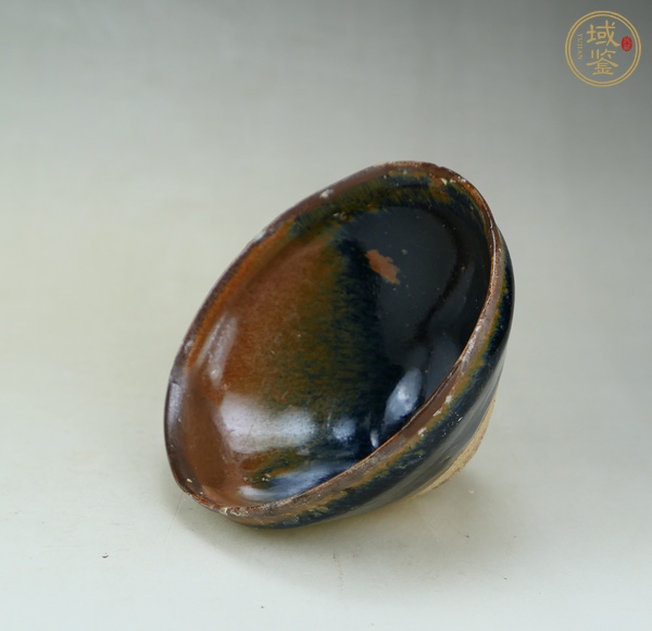 古玩陶瓷建窯柿紅釉絲毫盞真品鑒賞圖