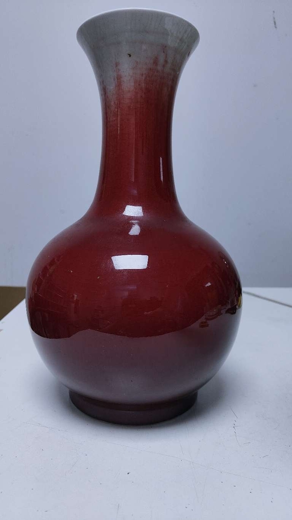 古玩陶瓷郎紅釉撇口瓶拍賣，當前價格1500元