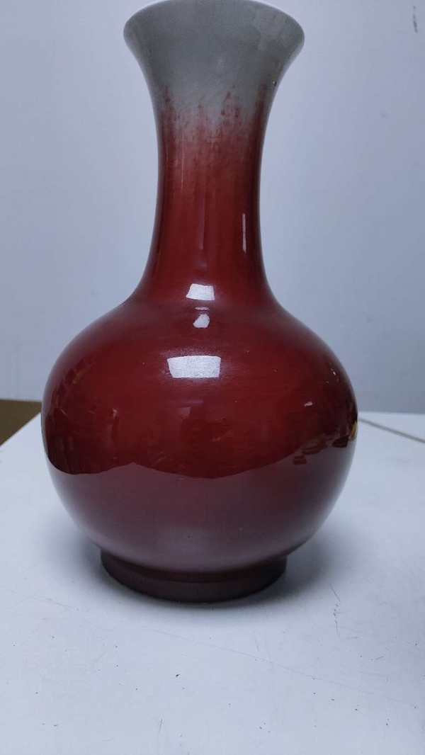古玩陶瓷郎紅釉撇口瓶拍賣，當前價格1500元