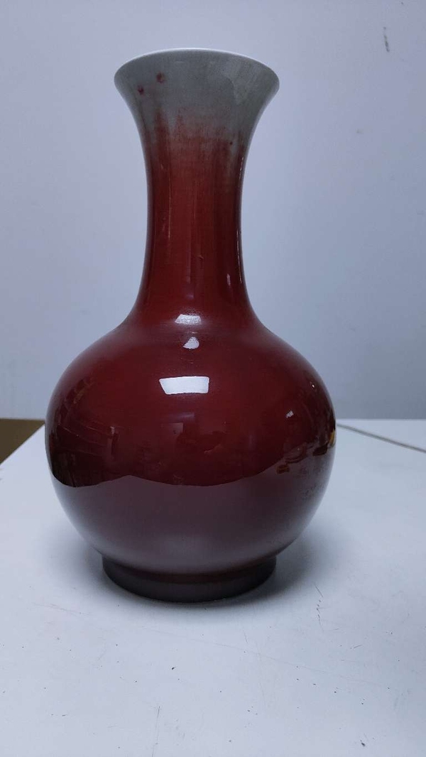 古玩陶瓷郎紅釉撇口瓶拍賣，當前價格1500元