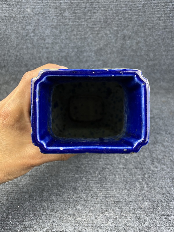 古玩陶瓷霽藍釉加彩花卉紋貫耳瓶拍賣，當前價格13888元