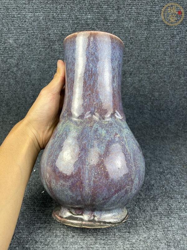 古玩陶瓷窯變釉廣口尊真品鑒賞圖