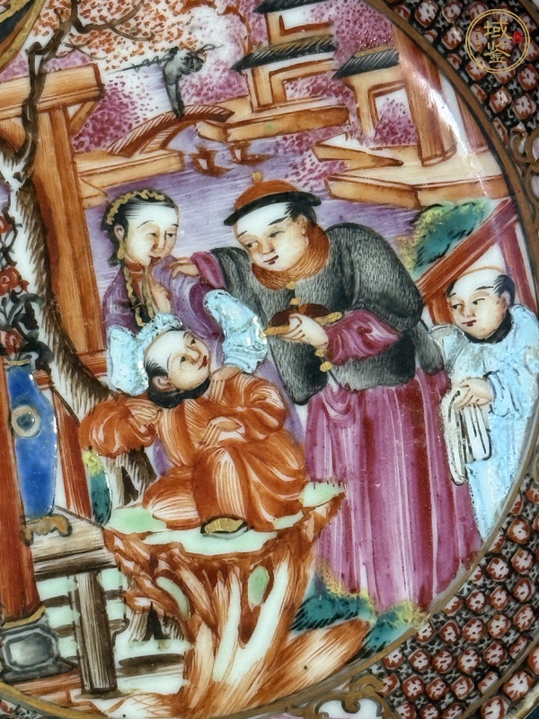 古玩陶瓷清乾隆滿大人廣彩盤真品鑒賞圖