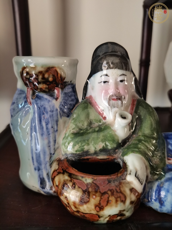古玩陶瓷晚清民國 釉下五彩太白醉酒瓷塑真品鑒賞圖