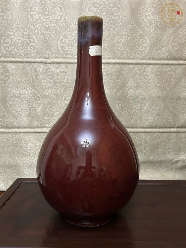 古玩陶瓷清中期 鈞紅釉膽瓶真品鑒賞圖