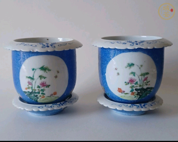 古玩陶瓷花鳥紋粉彩花盆真品鑒賞圖