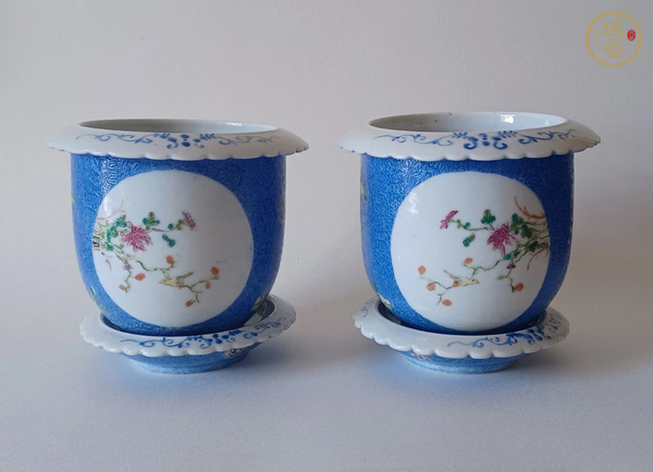 古玩陶瓷花鳥紋粉彩花盆真品鑒賞圖