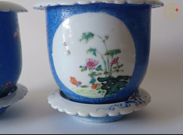 古玩陶瓷花鳥紋粉彩花盆真品鑒賞圖