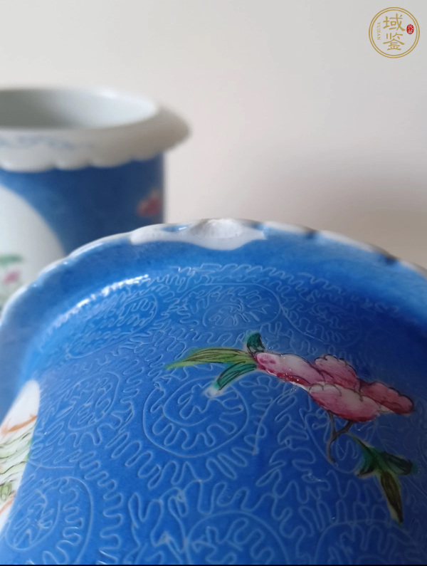 古玩陶瓷花鳥紋粉彩花盆真品鑒賞圖