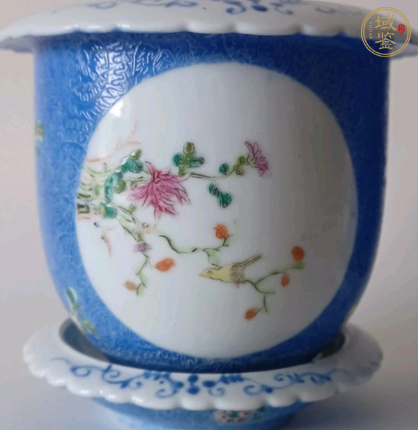 古玩陶瓷花鳥紋粉彩花盆真品鑒賞圖