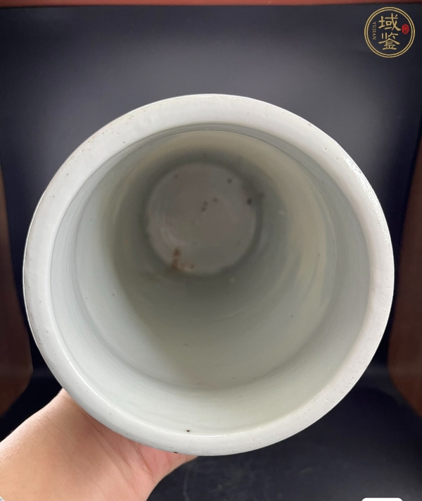 古玩陶瓷樵漁耕讀山水紋青花帽筒真品鑒賞圖