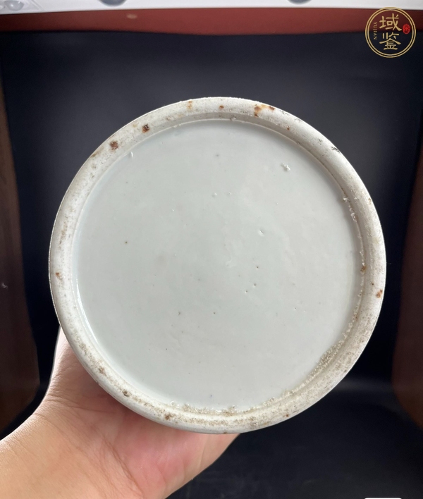 古玩陶瓷樵漁耕讀山水紋青花帽筒真品鑒賞圖