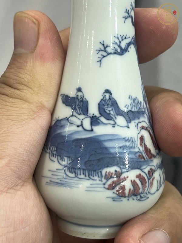 古玩陶瓷青花山水人物小瓶真品鑒賞圖