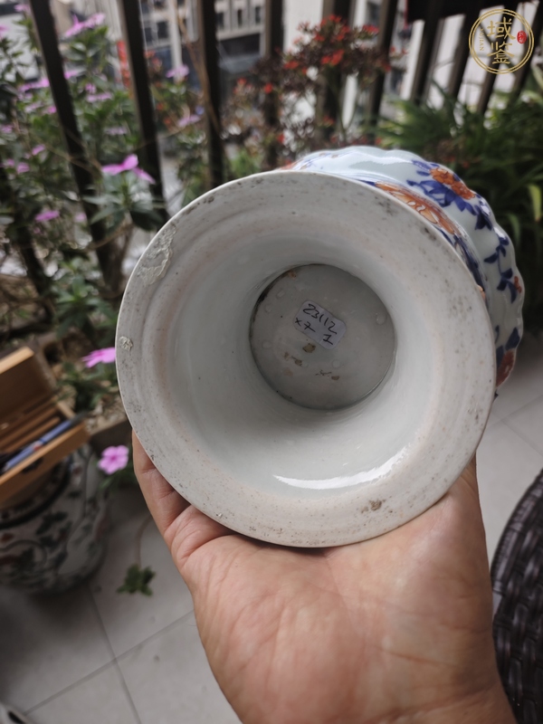 古玩陶瓷民國青花礬紅彩高足貢碗真品鑒賞圖