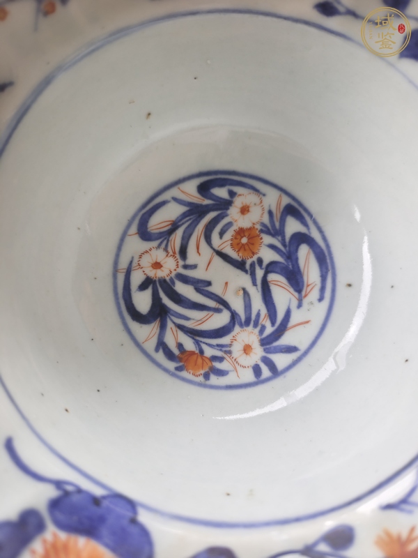 古玩陶瓷民國青花礬紅彩高足貢碗真品鑒賞圖