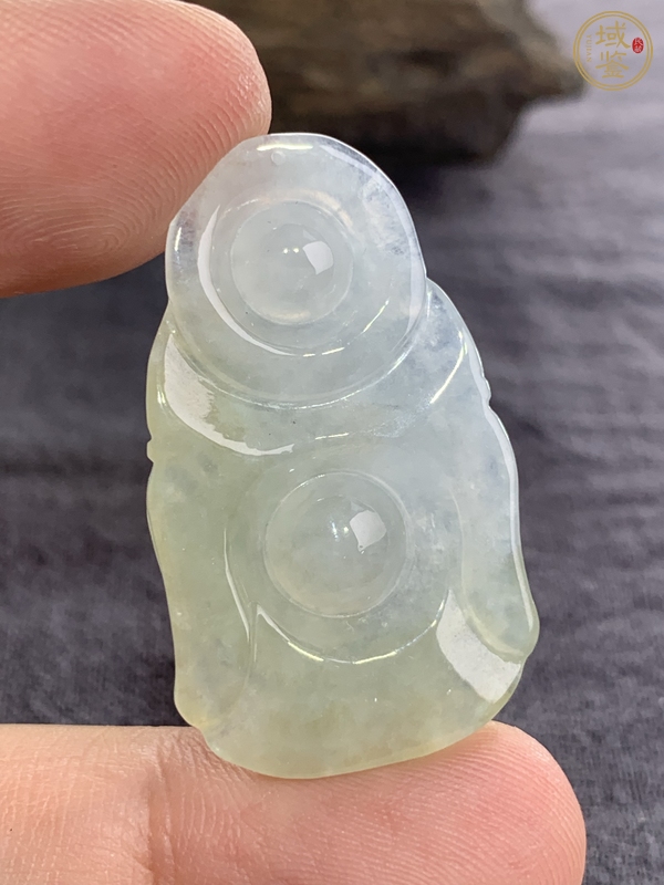 古玩玉器天然翡翠“佛公”掛件真品鑒賞圖