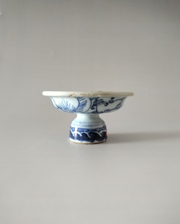 古玩陶瓷（珍貴茶器）青花淡描花卉高足茶盞托拍賣，當(dāng)前價(jià)格888元