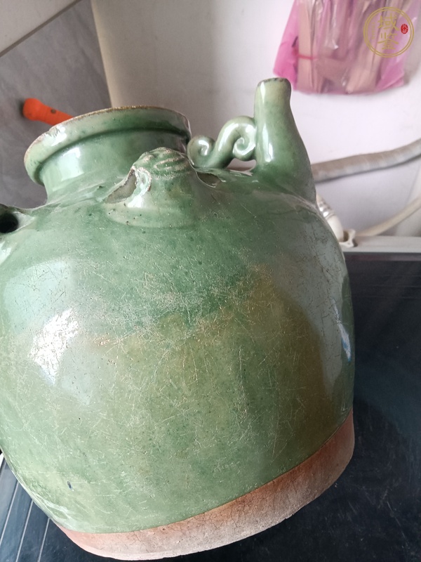 古玩陶瓷綠釉四鋪首壺真品鑒賞圖