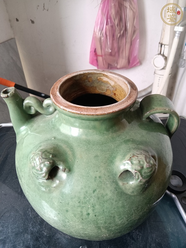 古玩陶瓷綠釉四鋪首壺真品鑒賞圖