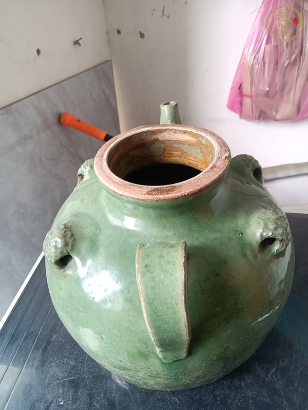古玩陶瓷綠釉四鋪首壺真品鑒賞圖