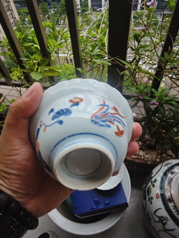 古玩轉(zhuǎn)賣康熙青花礬紅描金花口蓋碗拍賣，當(dāng)前價(jià)格380元
