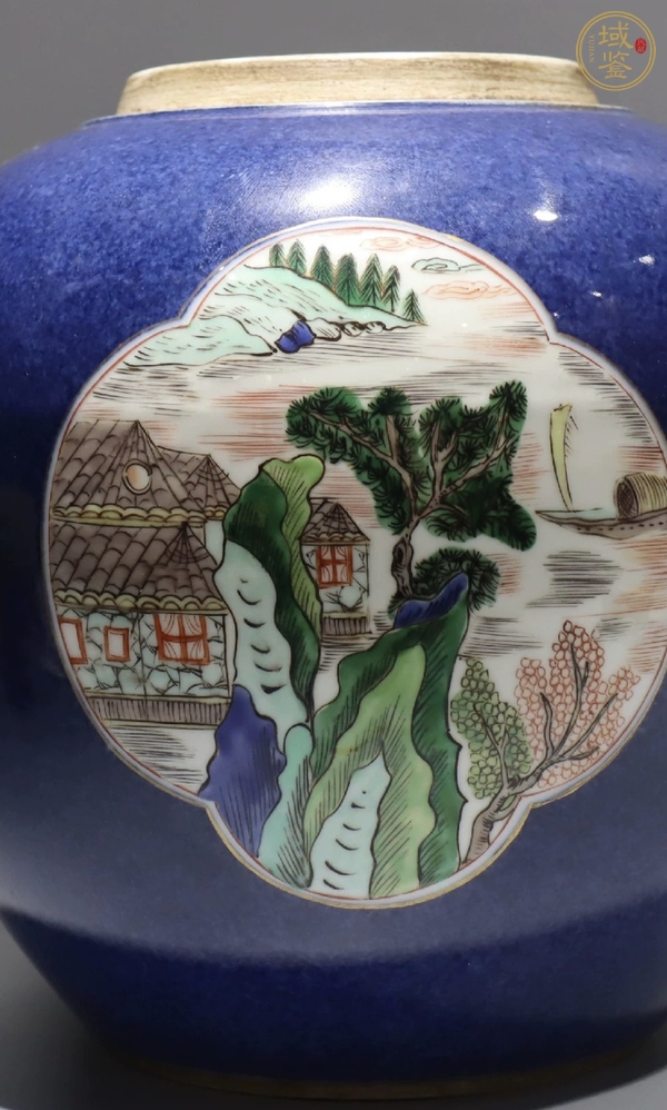 古玩陶瓷灑籃釉開窗粉彩罐真品鑒賞圖