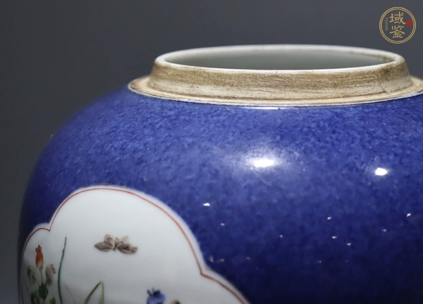古玩陶瓷灑籃釉開窗粉彩罐真品鑒賞圖