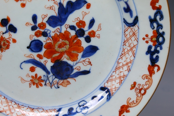 古玩陶瓷清康熙·青花礬紅描金折枝牡丹紋折沿盤拍賣，當前價格840元