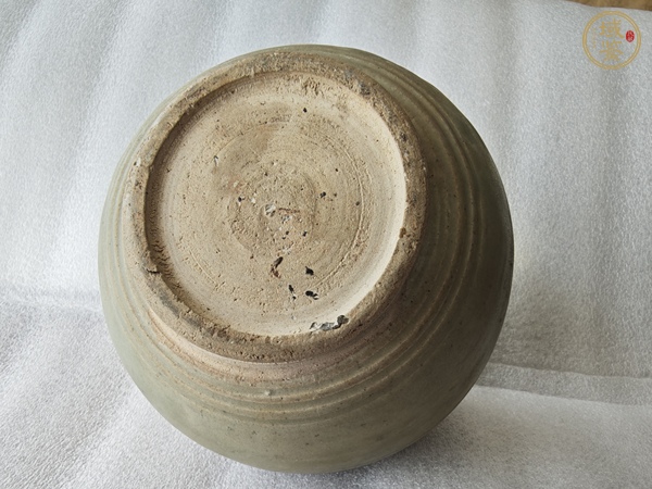 古玩陶瓷龍泉窯青釉雙系刻花罐真品鑒賞圖