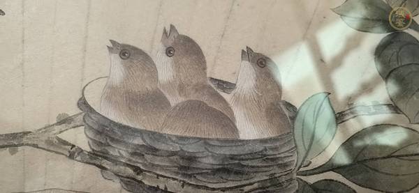 古玩字畫哺雛圖真品鑒賞圖