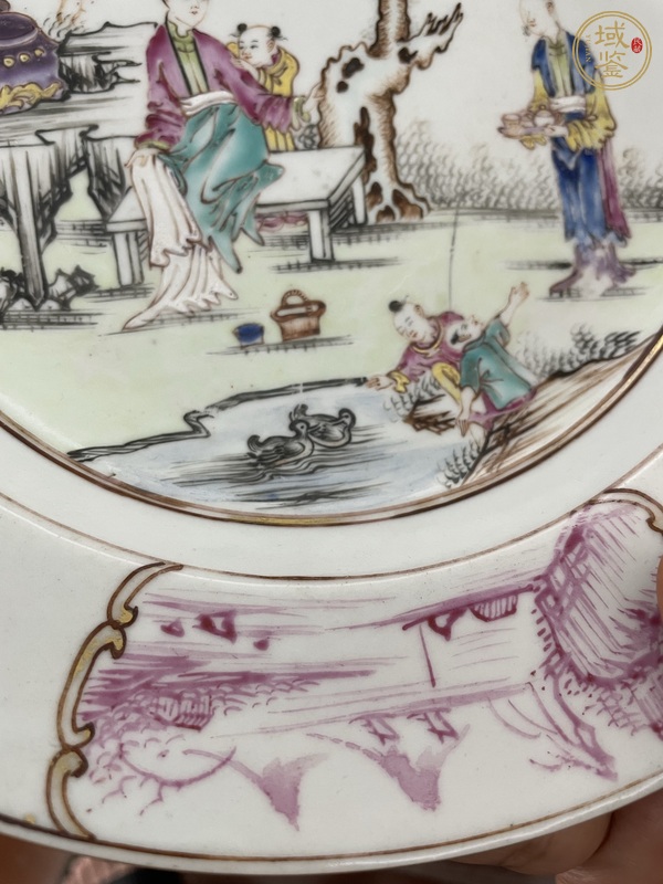 古玩陶瓷廣琺瑯人物故事紋盤真品鑒賞圖