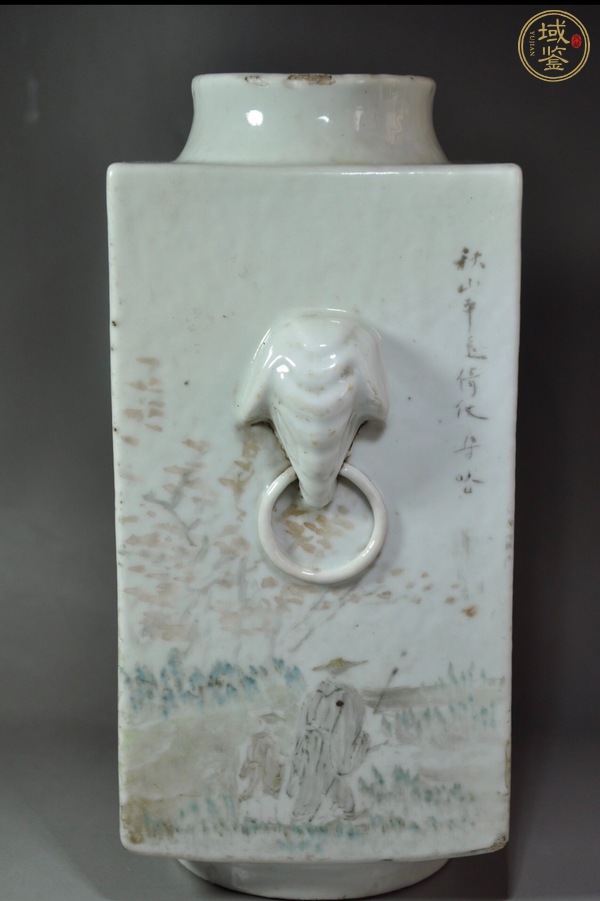 古玩陶瓷淺絳彩琮式瓶真品鑒賞圖
