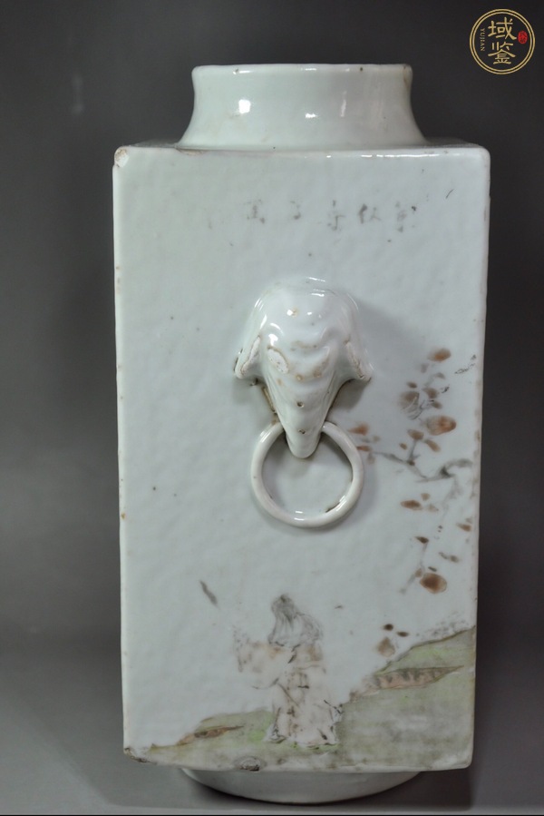 古玩淺絳彩琮式瓶真品鑒賞圖