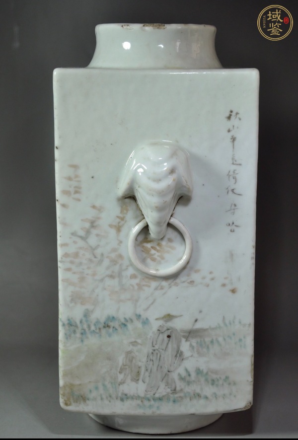 古玩陶瓷淺絳彩琮式瓶真品鑒賞圖
