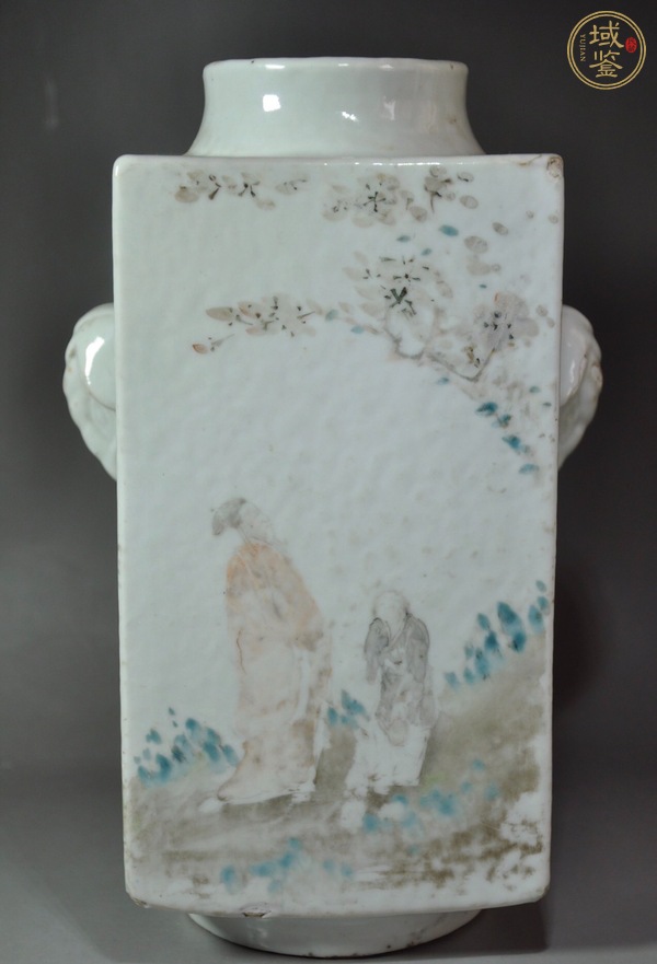 古玩陶瓷淺絳彩琮式瓶真品鑒賞圖