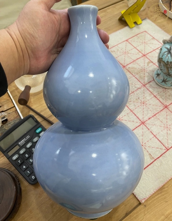 古玩陶瓷天青釉葫蘆瓶真品鑒賞圖