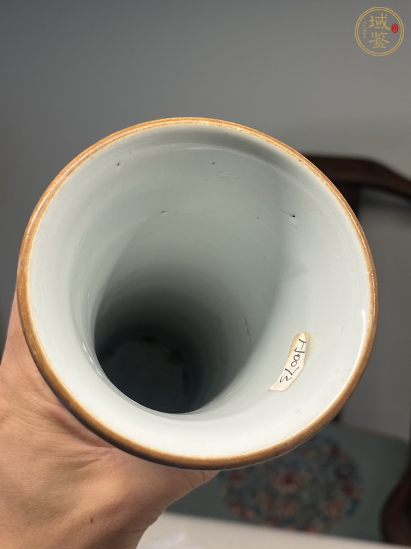 古玩陶瓷清早期青花五彩花觚真品鑒賞圖