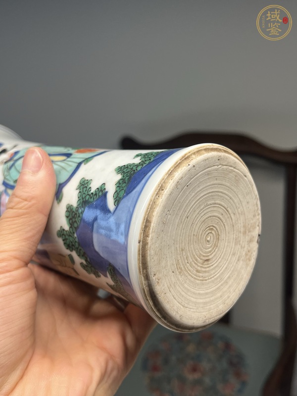 古玩清早期青花五彩花觚真品鑒賞圖