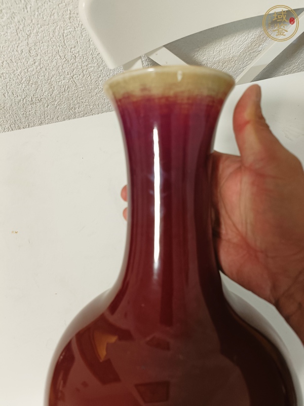 古玩陶瓷鈞紅窯變釉賞瓶真品鑒賞圖