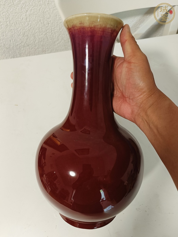 古玩陶瓷鈞紅窯變釉賞瓶真品鑒賞圖