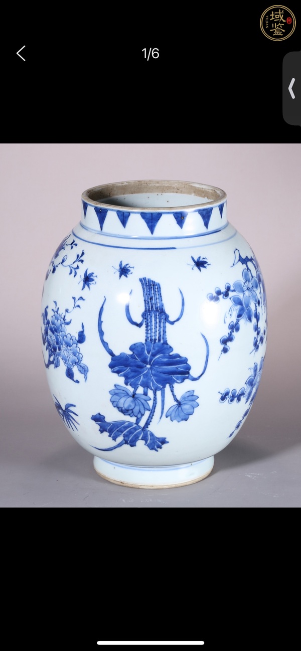 古玩陶瓷花卉紋青花蓮子罐真品鑒賞圖