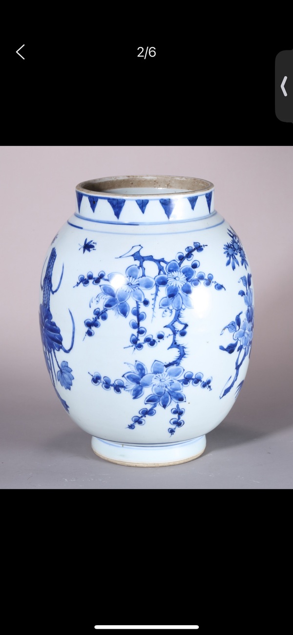 古玩陶瓷花卉紋青花蓮子罐拍賣，當前價格28000元