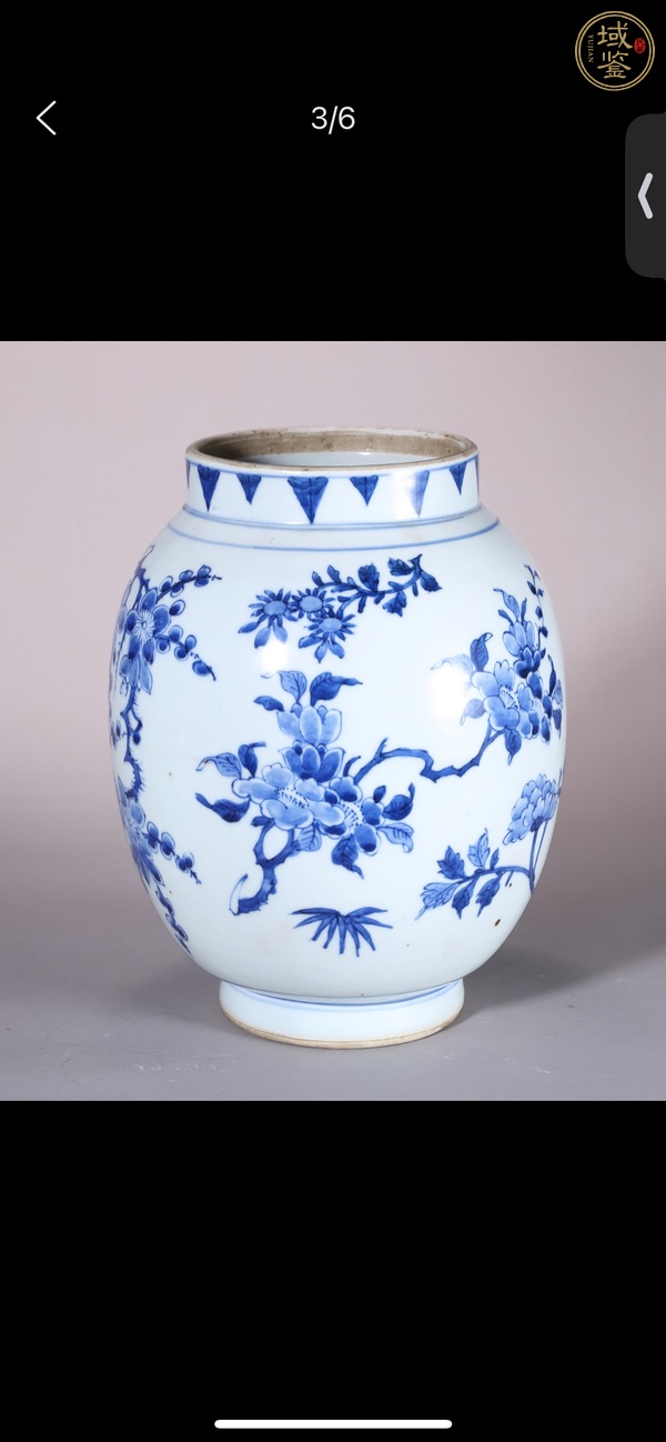 古玩陶瓷花卉紋青花蓮子罐真品鑒賞圖