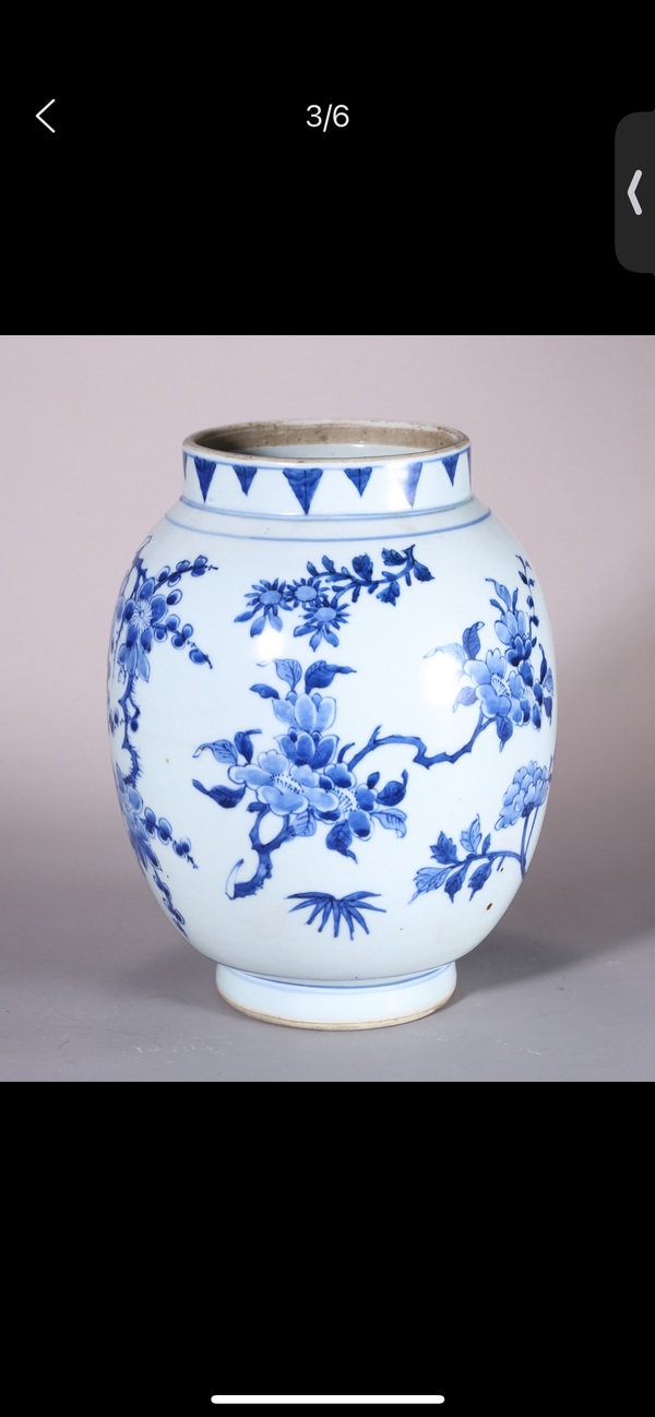 古玩陶瓷花卉紋青花蓮子罐拍賣，當前價格28000元