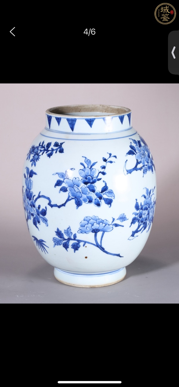 古玩陶瓷花卉紋青花蓮子罐真品鑒賞圖