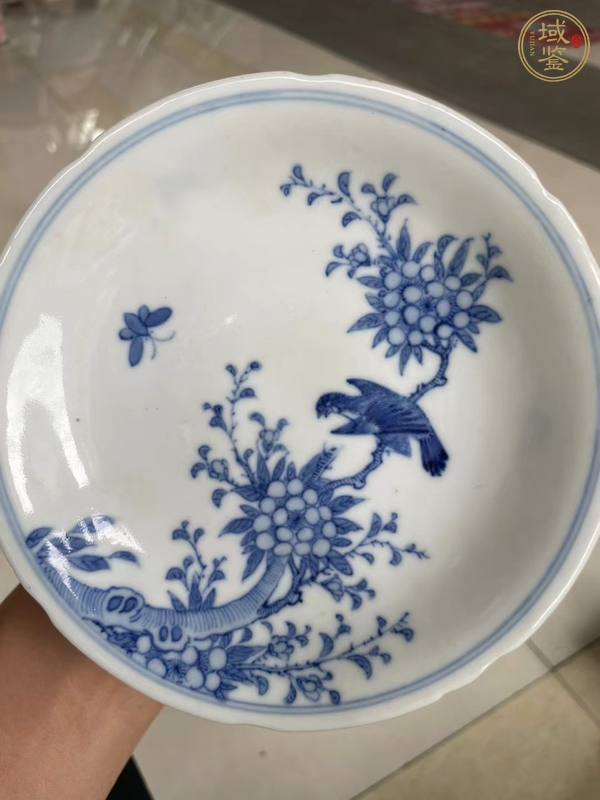 古玩陶瓷青花花鳥紋高足盤真品鑒賞圖