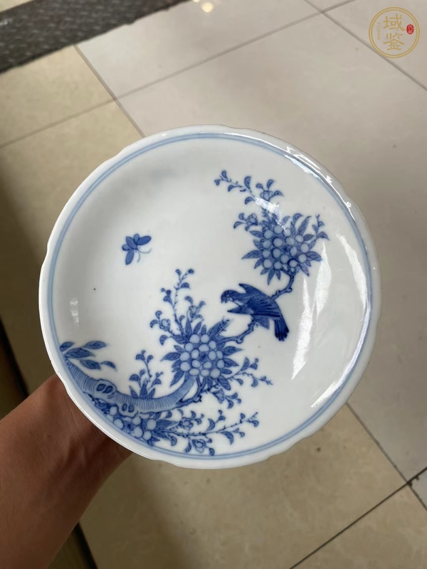 古玩陶瓷青花花鳥紋高足盤真品鑒賞圖