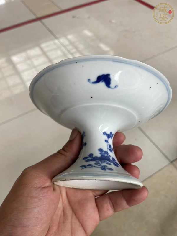古玩陶瓷青花花鳥紋高足盤真品鑒賞圖